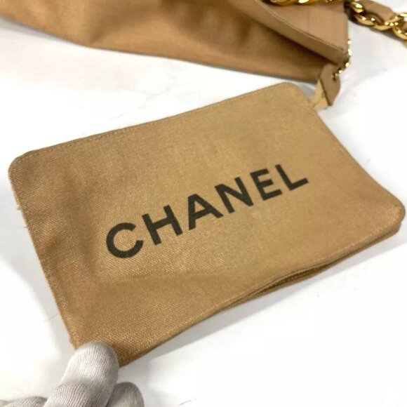 CHANEL With vintage pouch CC Tote Bag Chain Bag Shoulder Bag Canvas Beige/Black - Picture 14 of 15